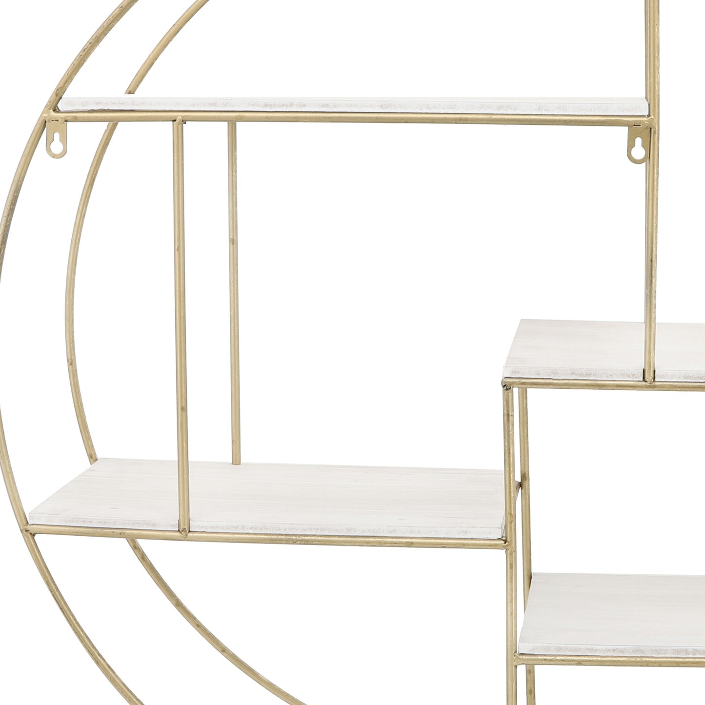 Metal/wood, 32" 4-layered Round Shelf, White/gold