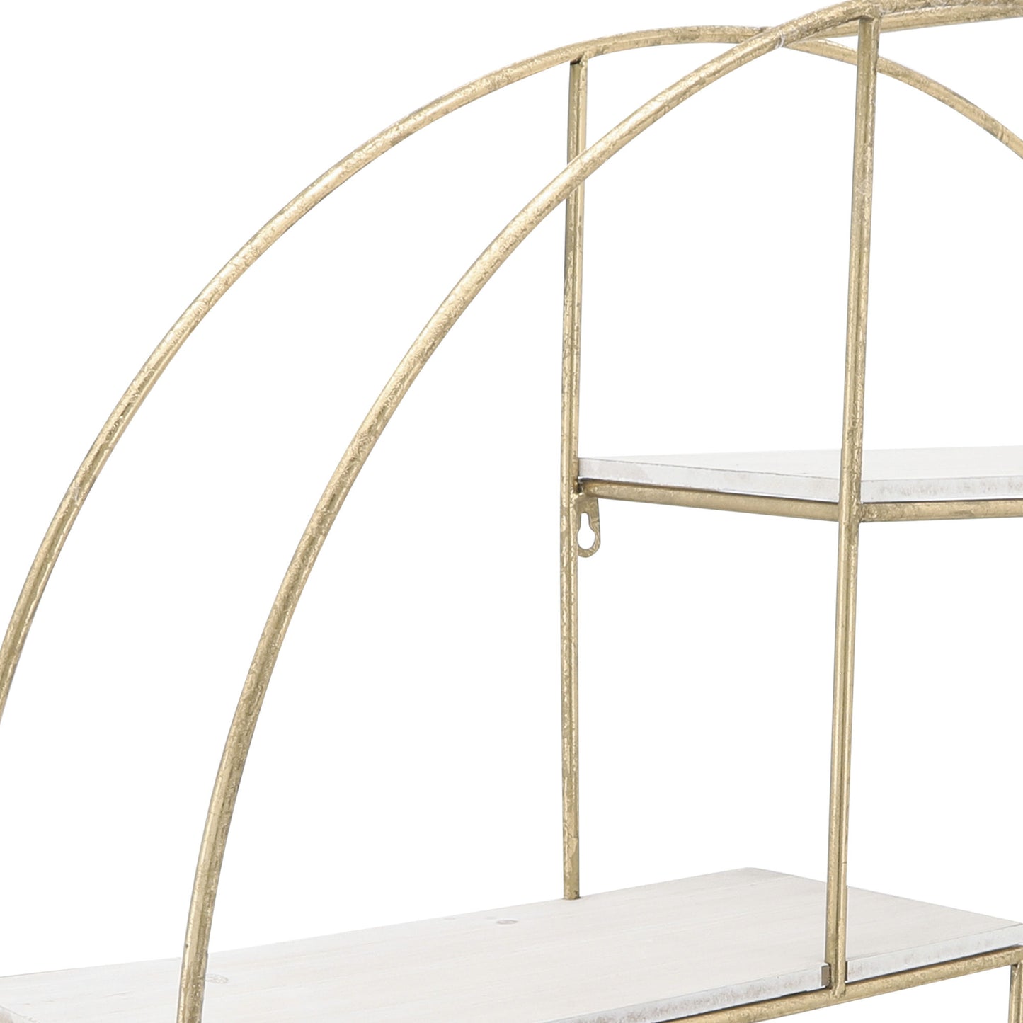 Metal/wood, 32" 4-layered Round Shelf, White/gold