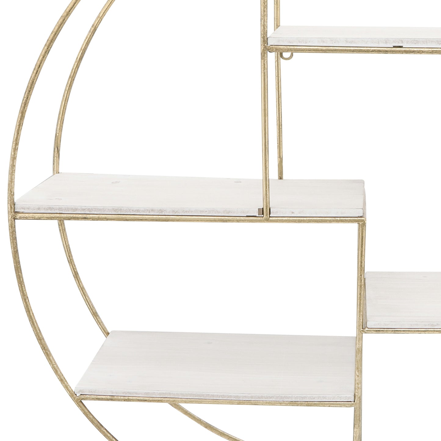 Metal/wood, 32" 4-layered Round Shelf, White/gold