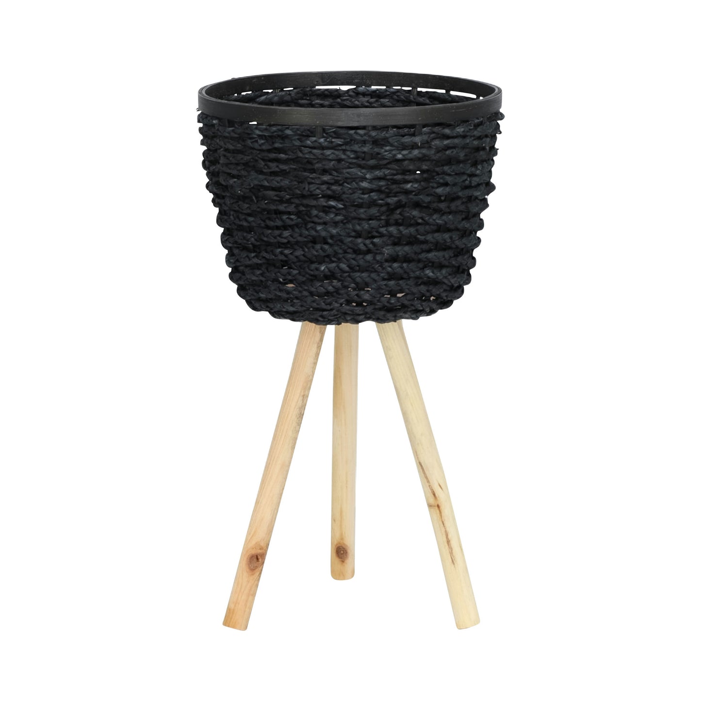 Woven, S/2 20/23"h Planters W/ Legs, Black Kd