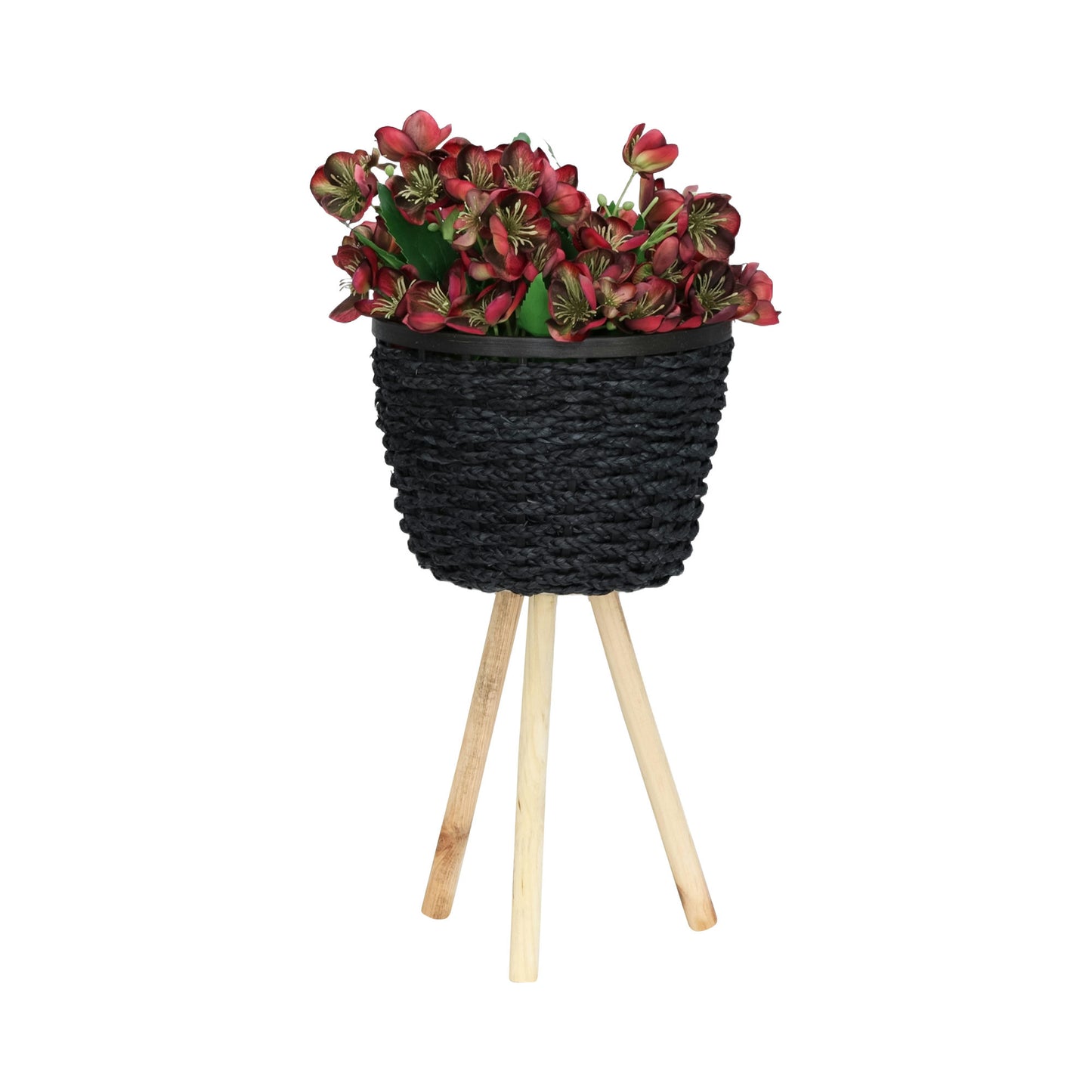 Woven, S/2 20/23"h Planters W/ Legs, Black Kd