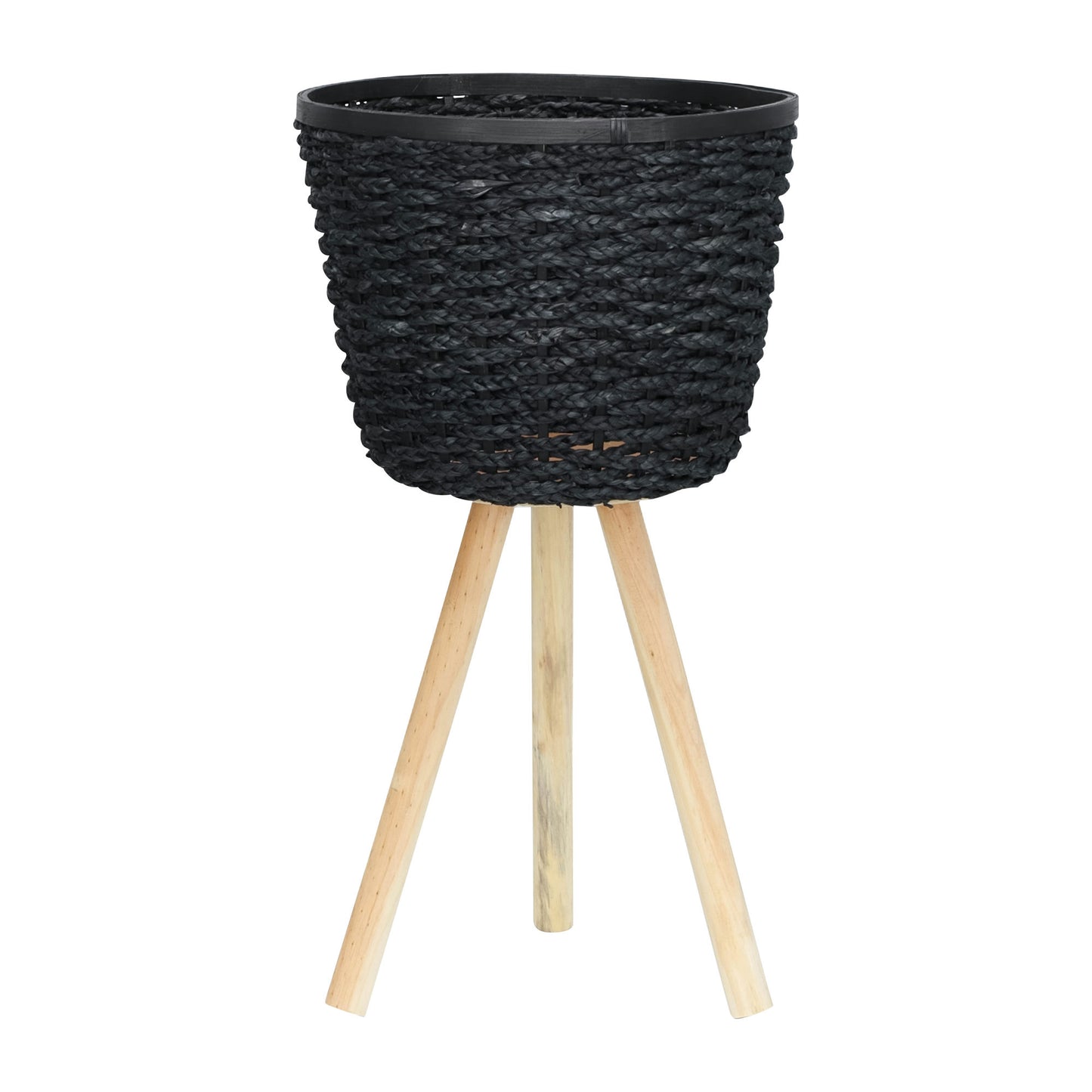 Woven, S/2 20/23"h Planters W/ Legs, Black Kd