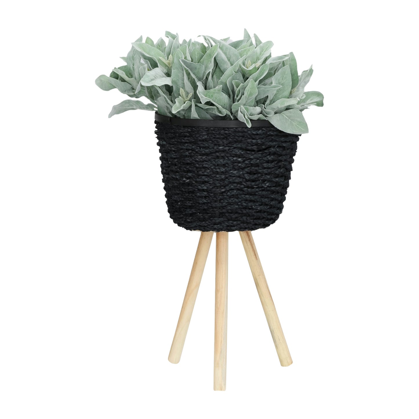 Woven, S/2 20/23"h Planters W/ Legs, Black Kd