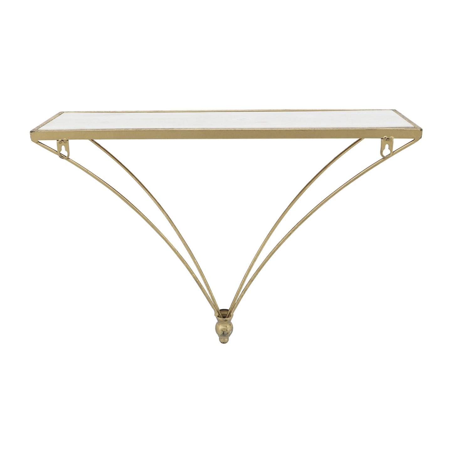 Metal/wood, 13"h Nabla Wall Shelf, White/gold