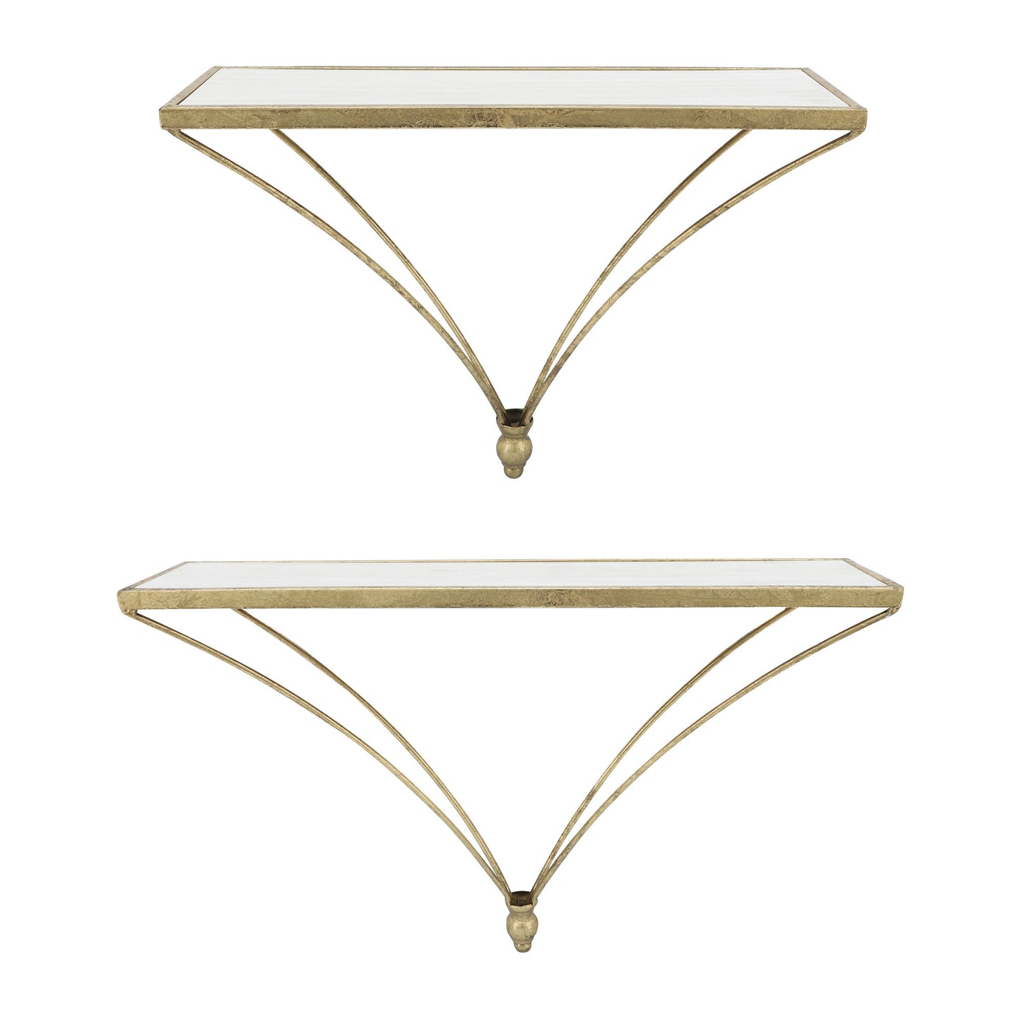 Metal/wood, 13"h Nabla Wall Shelf, White/gold