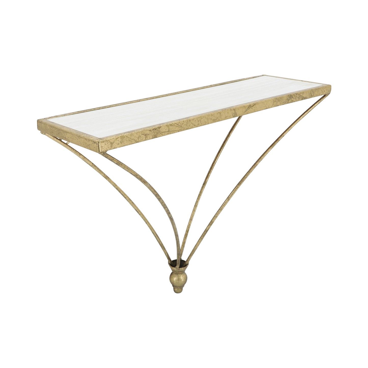 Metal/wood, 12"h Nabla Wall Shelf, White/gold