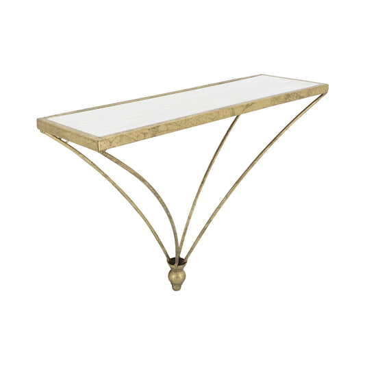 Metal/wood, 12"h Nabla Wall Shelf, White/gold