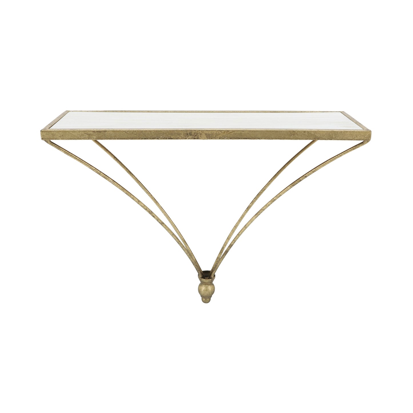 Metal/wood, 12"h Nabla Wall Shelf, White/gold