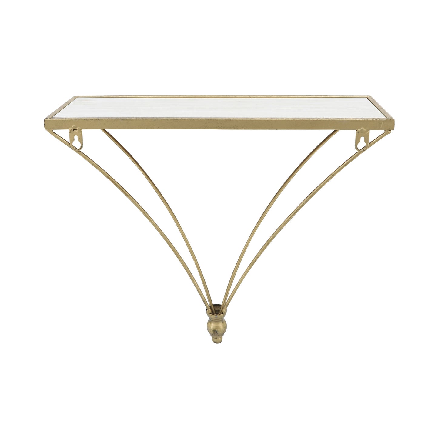 Metal/wood, 12"h Nabla Wall Shelf, White/gold