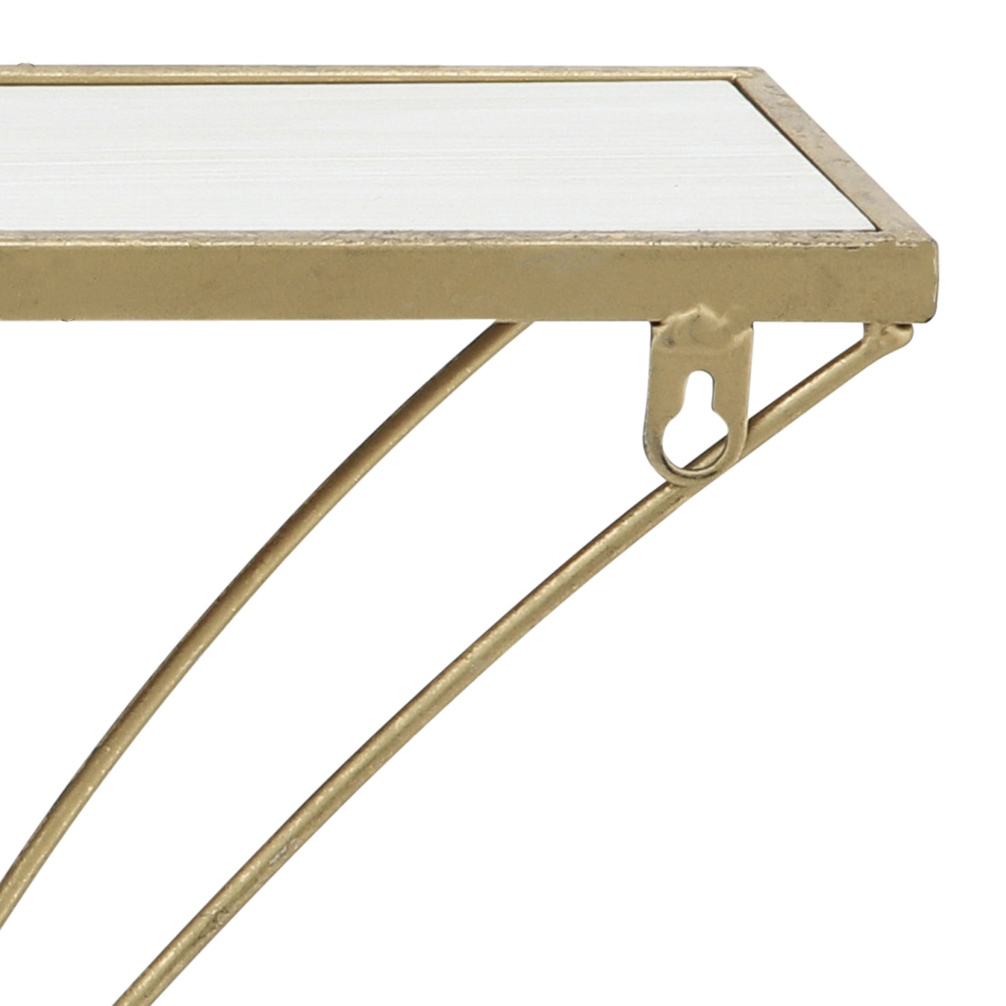 Metal/wood, 12"h Nabla Wall Shelf, White/gold