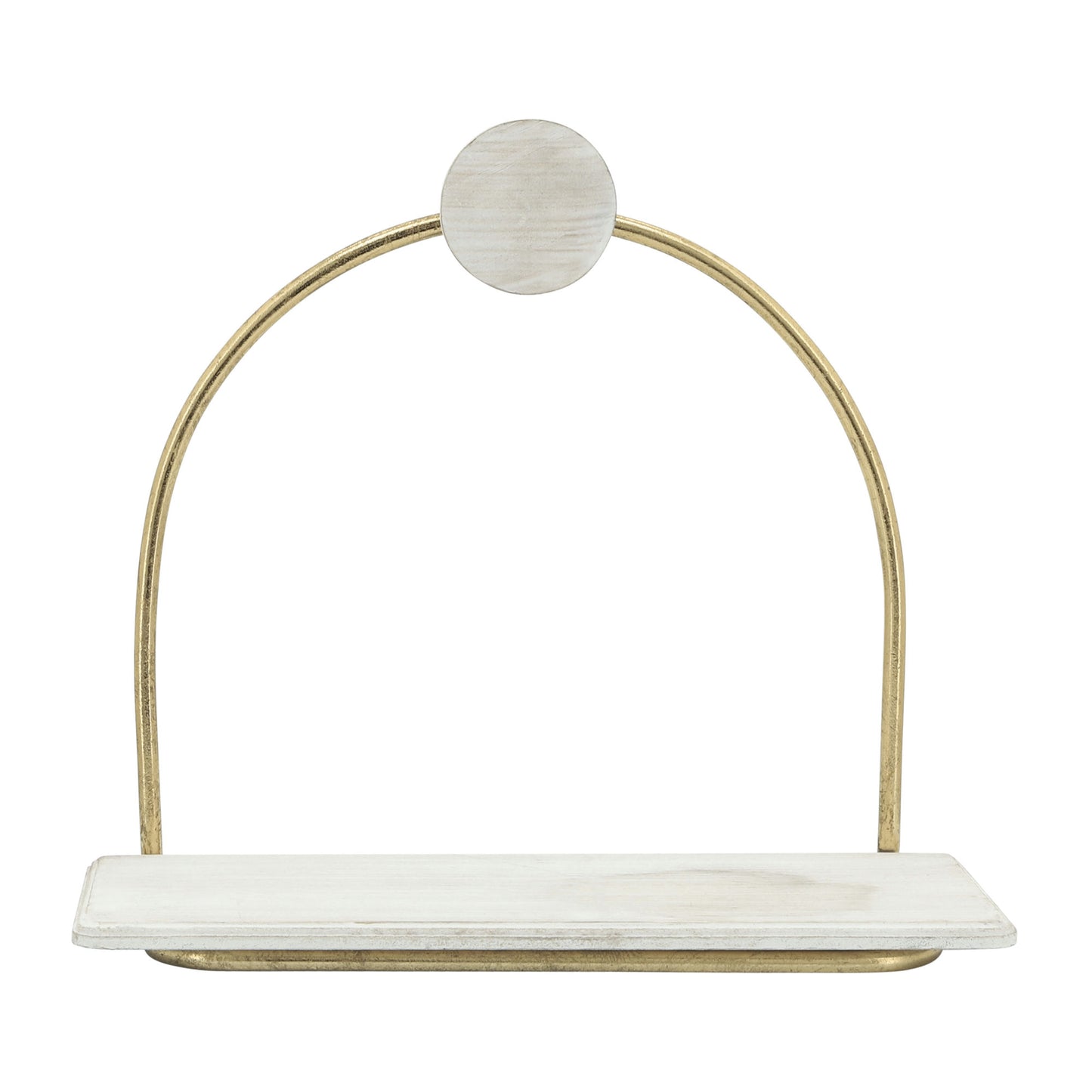 Metal/wood, 10"h Wall Shelf, White/gold