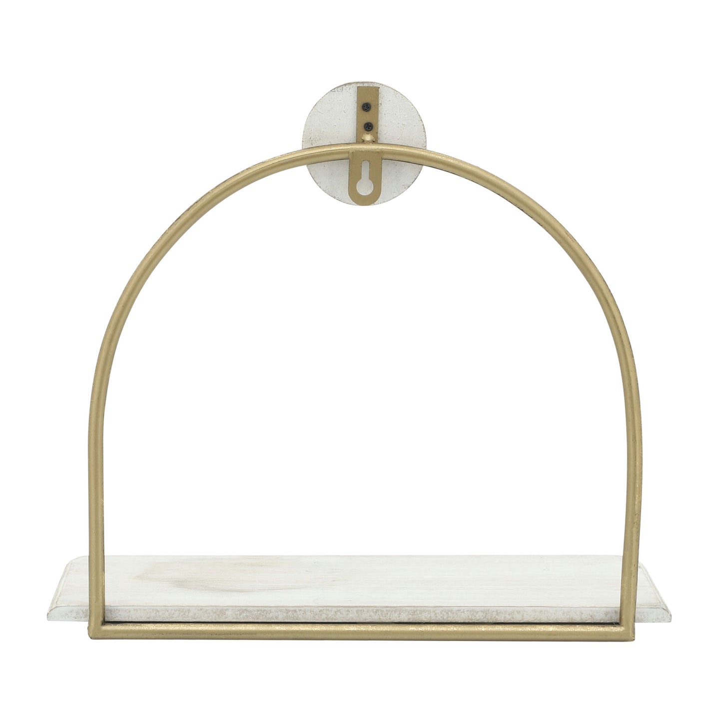 Metal/wood, 10"h Wall Shelf, White/gold