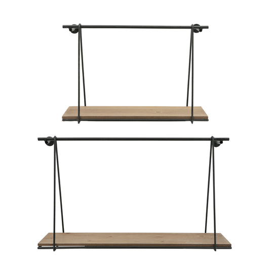 Metal/wood, S/2 12/14"h Swing Like Wall Shelves, B