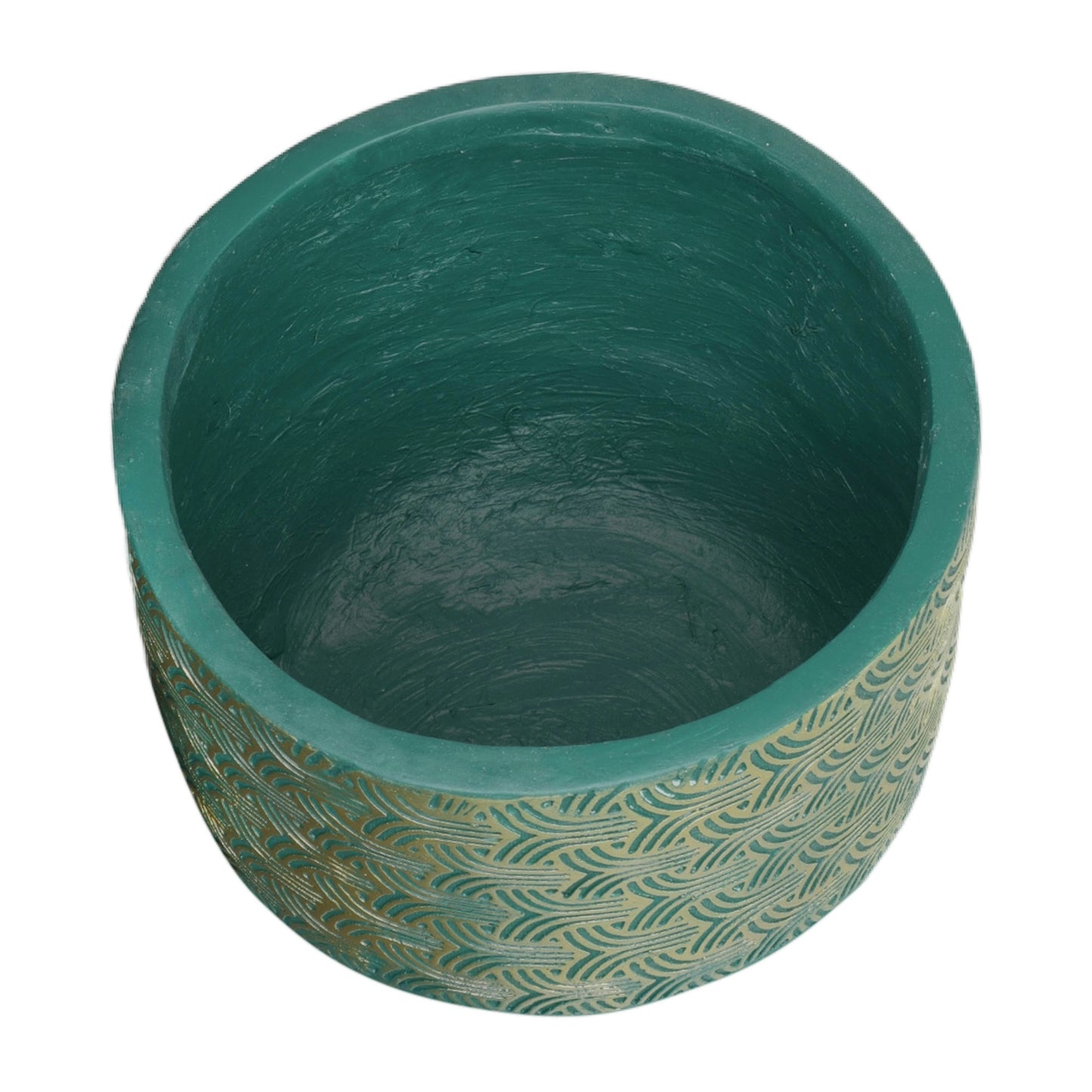 Resin, S/2 10/13"d Swirl Planters, Green/gold