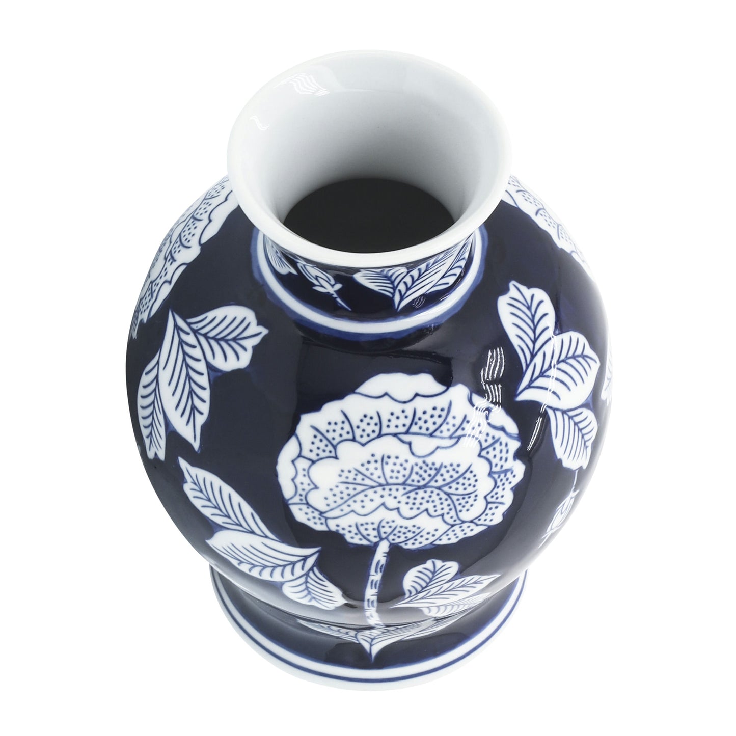 Cer, 9"h Flower Vase, Blue/white