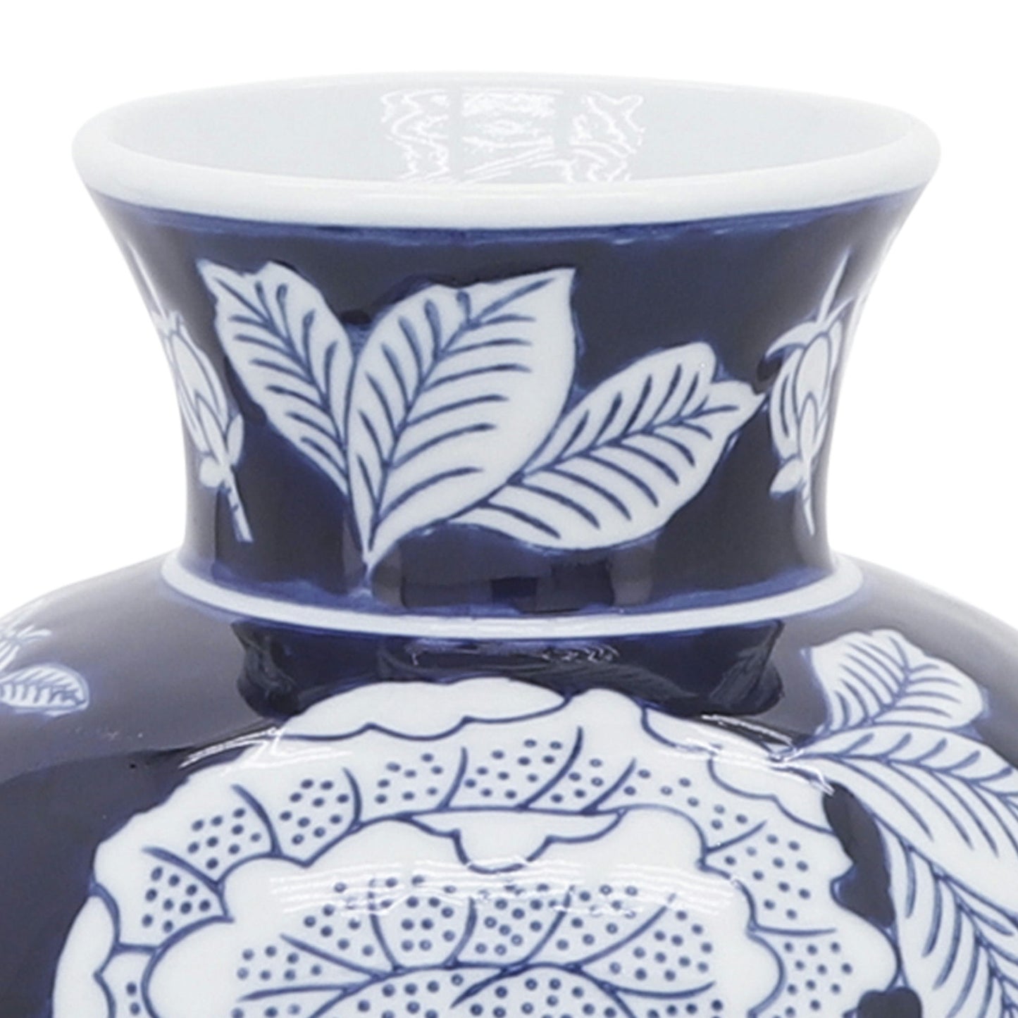 Cer, 9"h Flower Vase, Blue/white