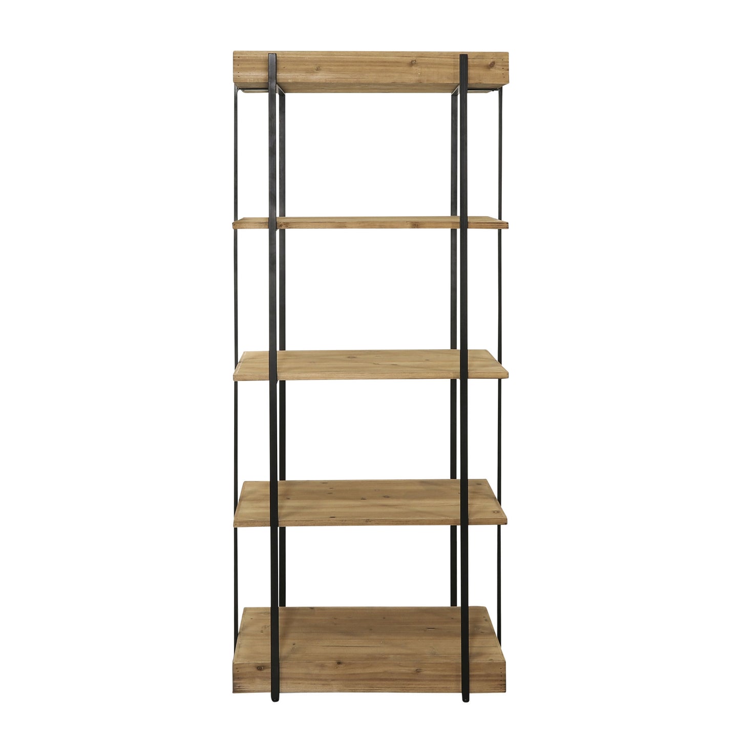 Wood/metal, 68"h 5-layered Shelf, Brown/black Kd