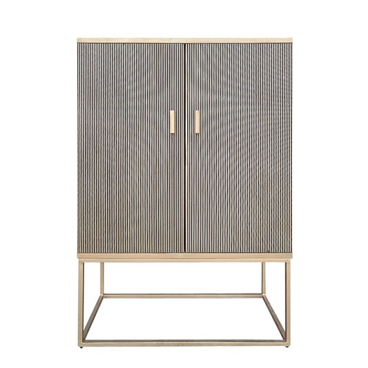 Wood, 55"h 2-door Cabinet, Gold