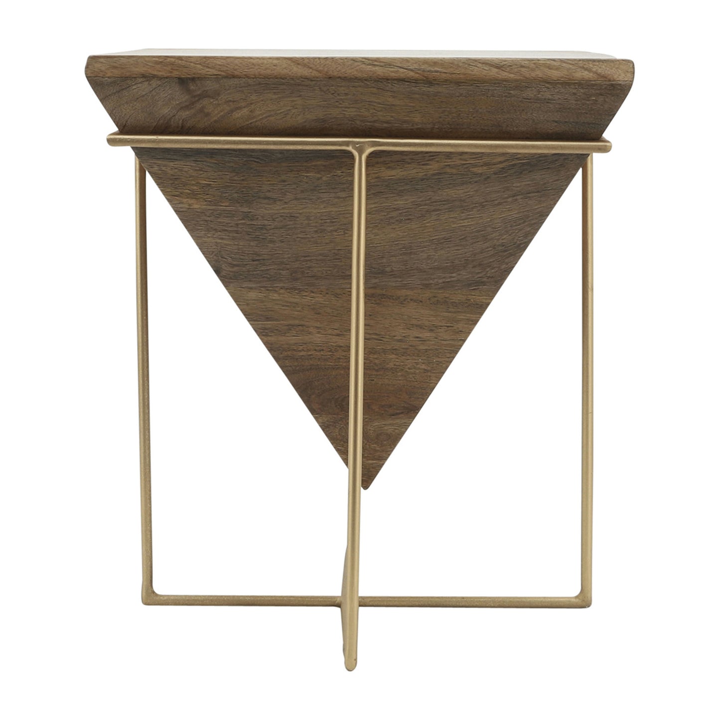Wood, 18"h Inverted Pyramid Side Table, Brown/gold