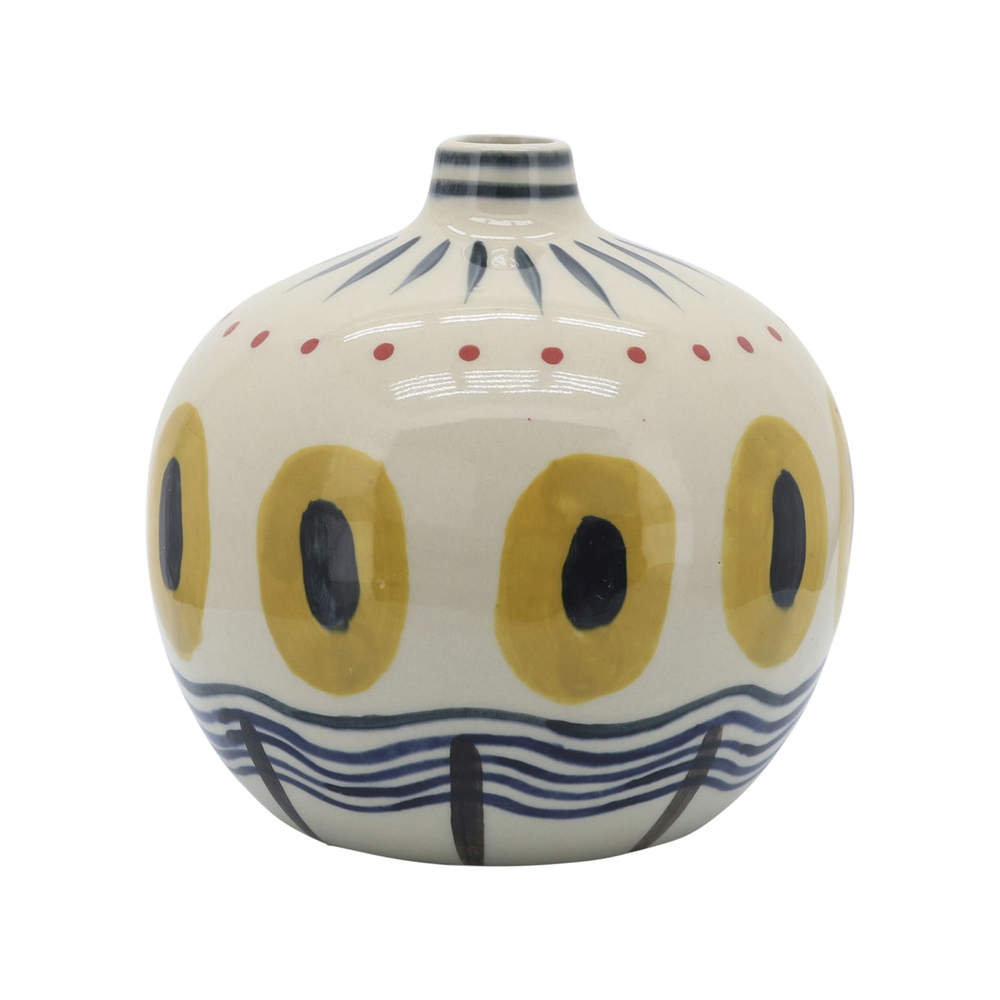 Cer, 8"h Tribal Vase, Ivory