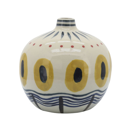 Cer, 8"h Tribal Vase, Ivory