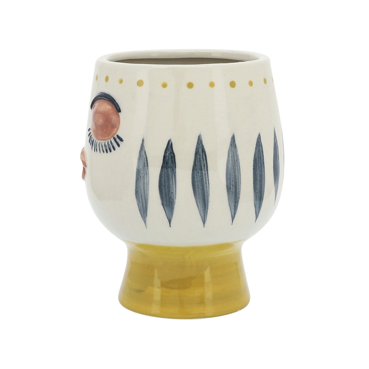 Cer, 6"d Face Vase, Multi