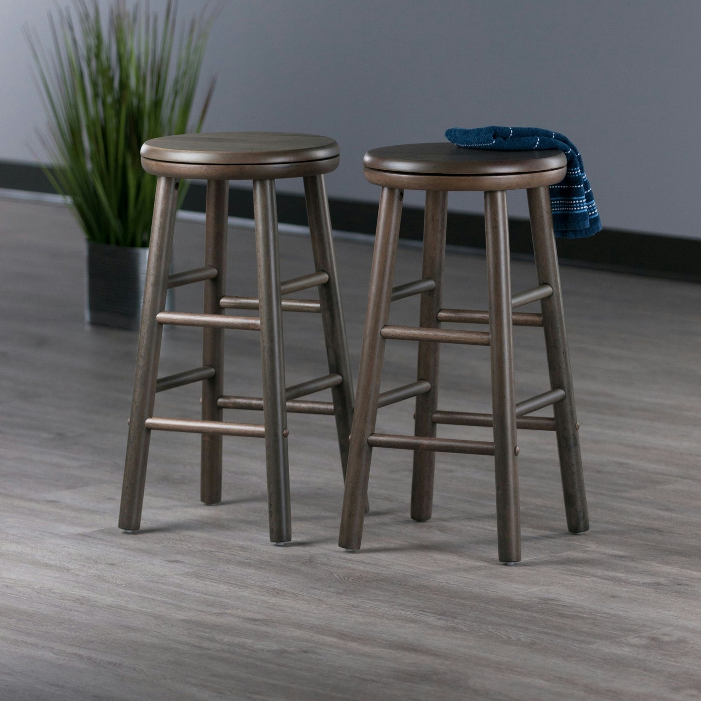 Shelby 2-Pc Swivel Seat Counter Stool Set, Oyster Gray