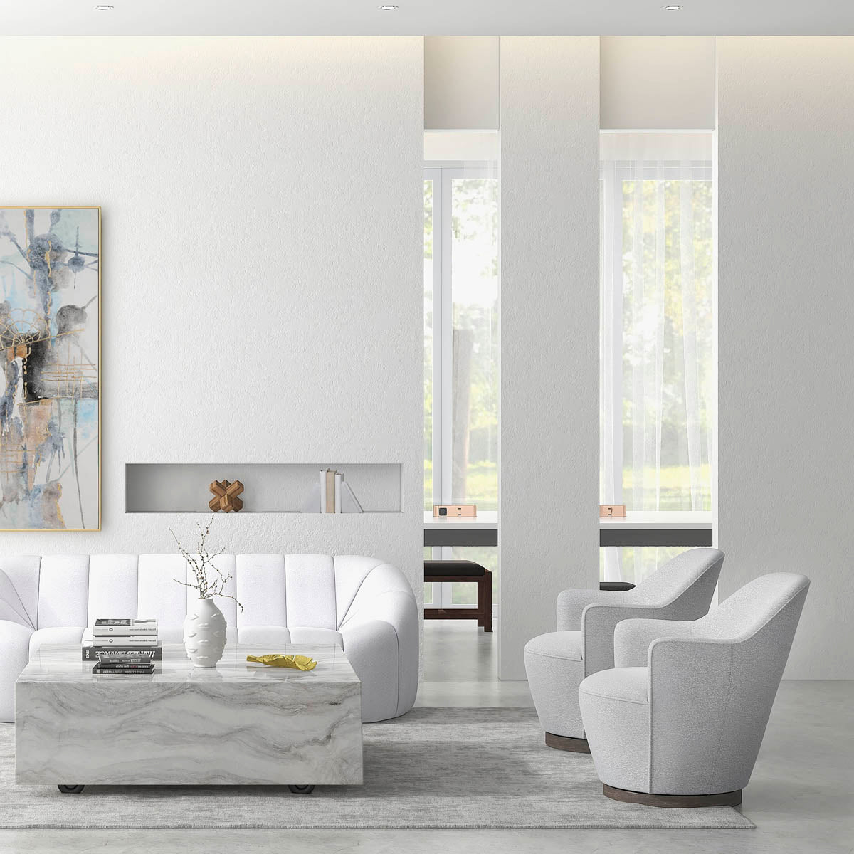 Wood, Swivel Chair, Ivory Kd