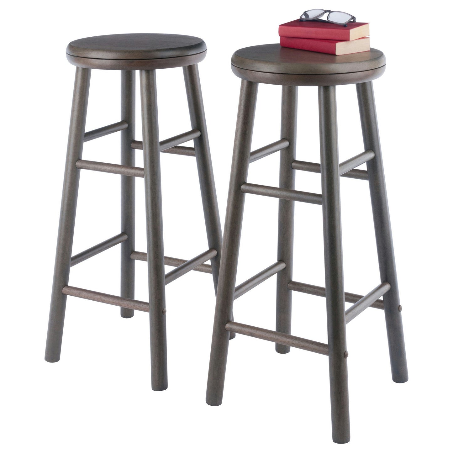 Shelby 2-Pc Swivel Seat Bar Stool Set, Oyster Gray