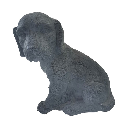 Resin, 14"h Sitting Puppy, Dark Gray