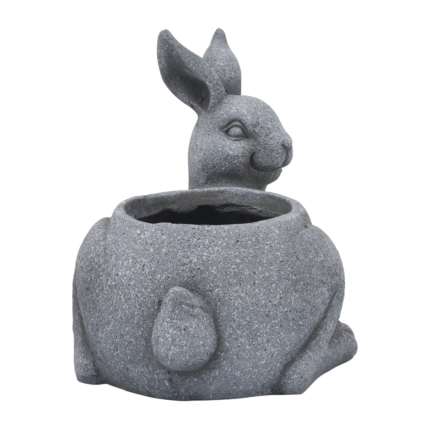 Resin, 15"d Sitting Bunny Planter, Gray