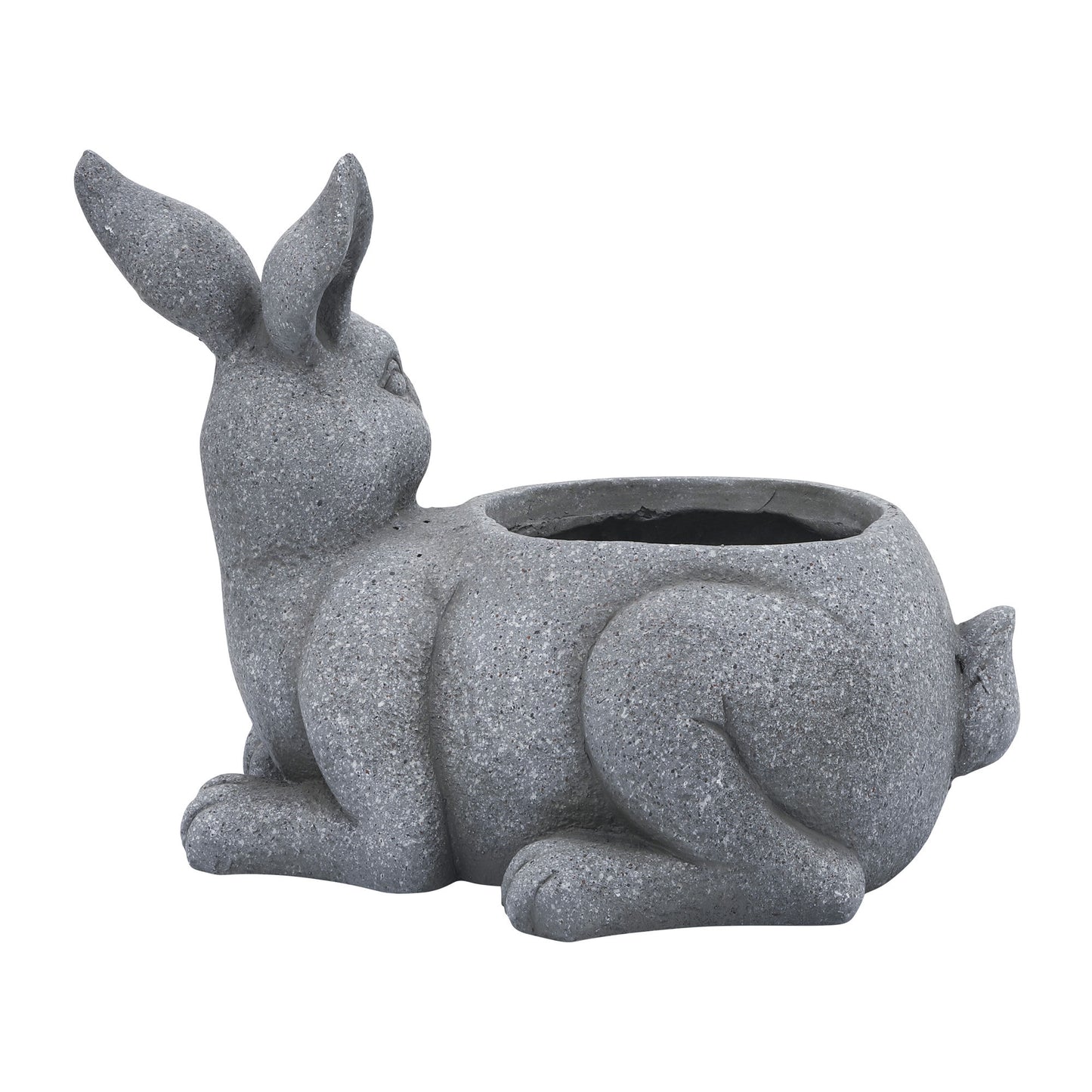 Resin, 15"d Sitting Bunny Planter, Gray