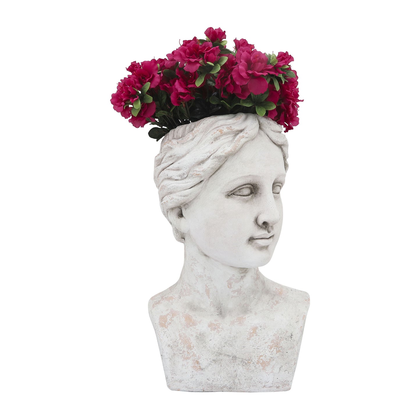 Resin, 18"h Lady Bust Planter, Antique White