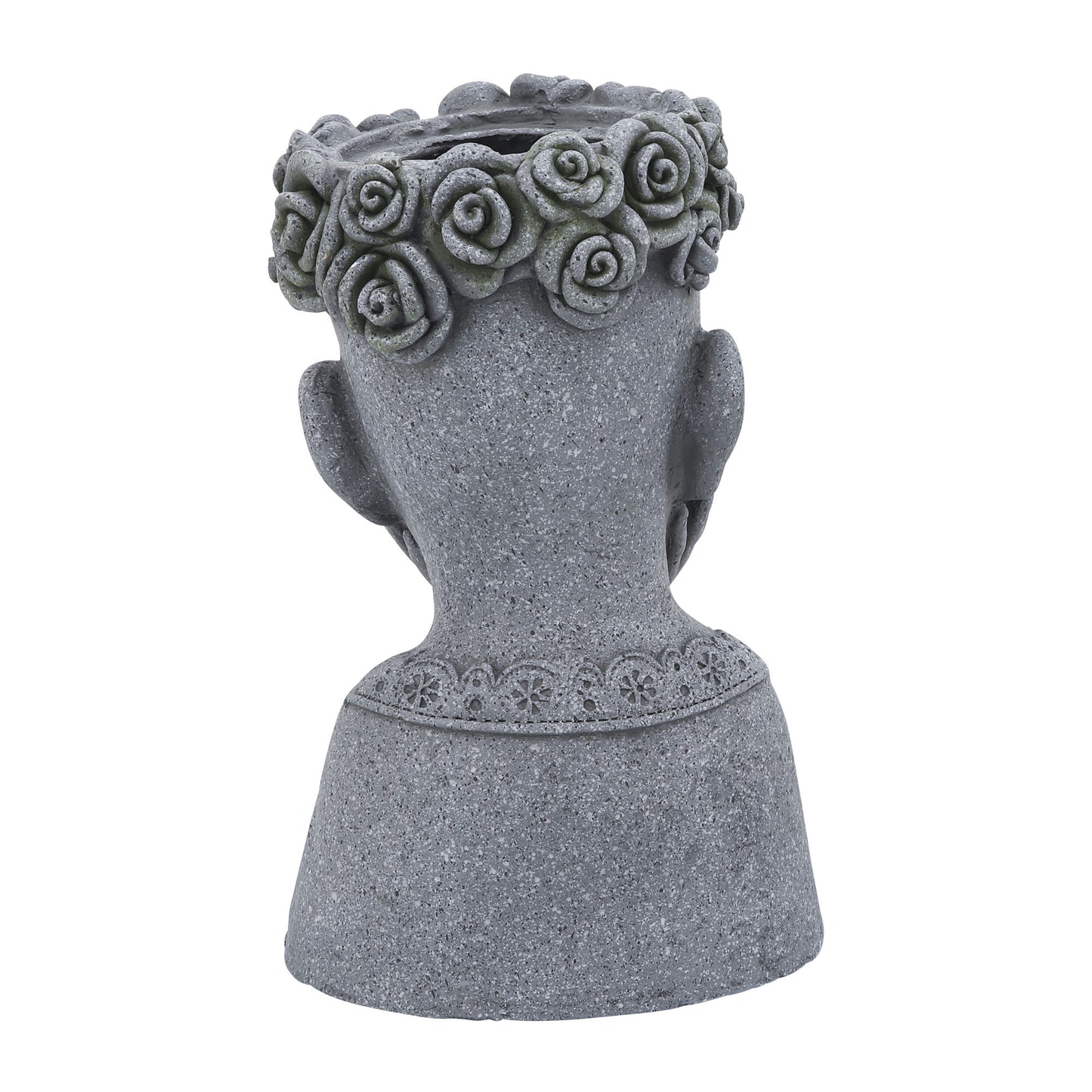 Resin, 18"h Daydreaming Lady Planter, Gray