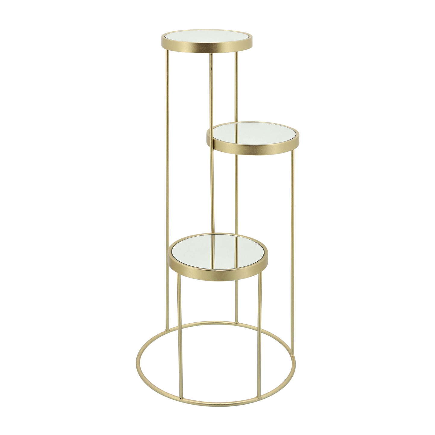 Metal, S/2 22/27"h 3-tiered Plant Stand, Gold