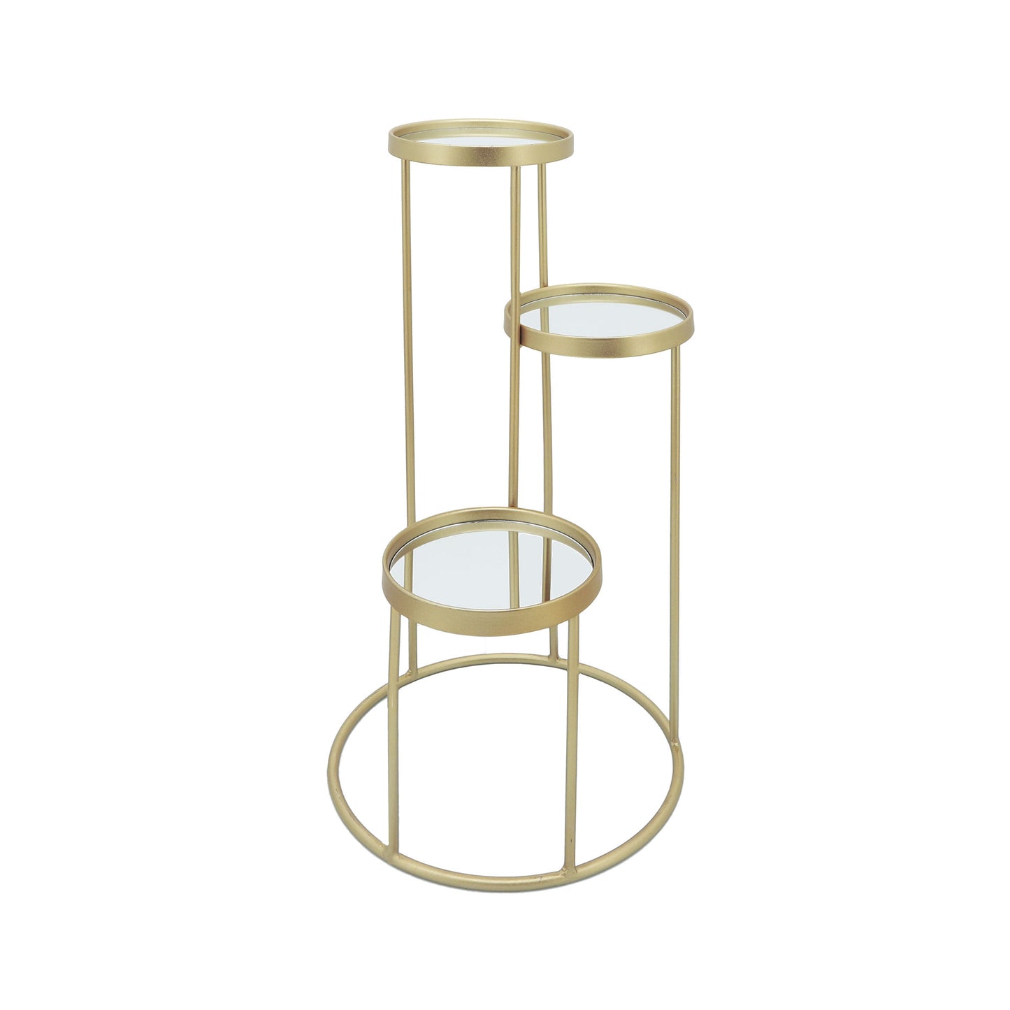 Metal, S/2 22/27"h 3-tiered Plant Stand, Gold