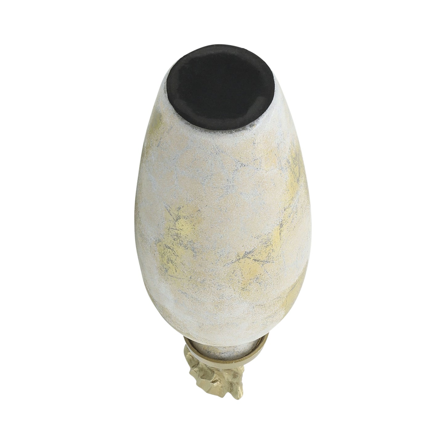 Glass, 20"h Metal Vase Tribal Topper, White/gold