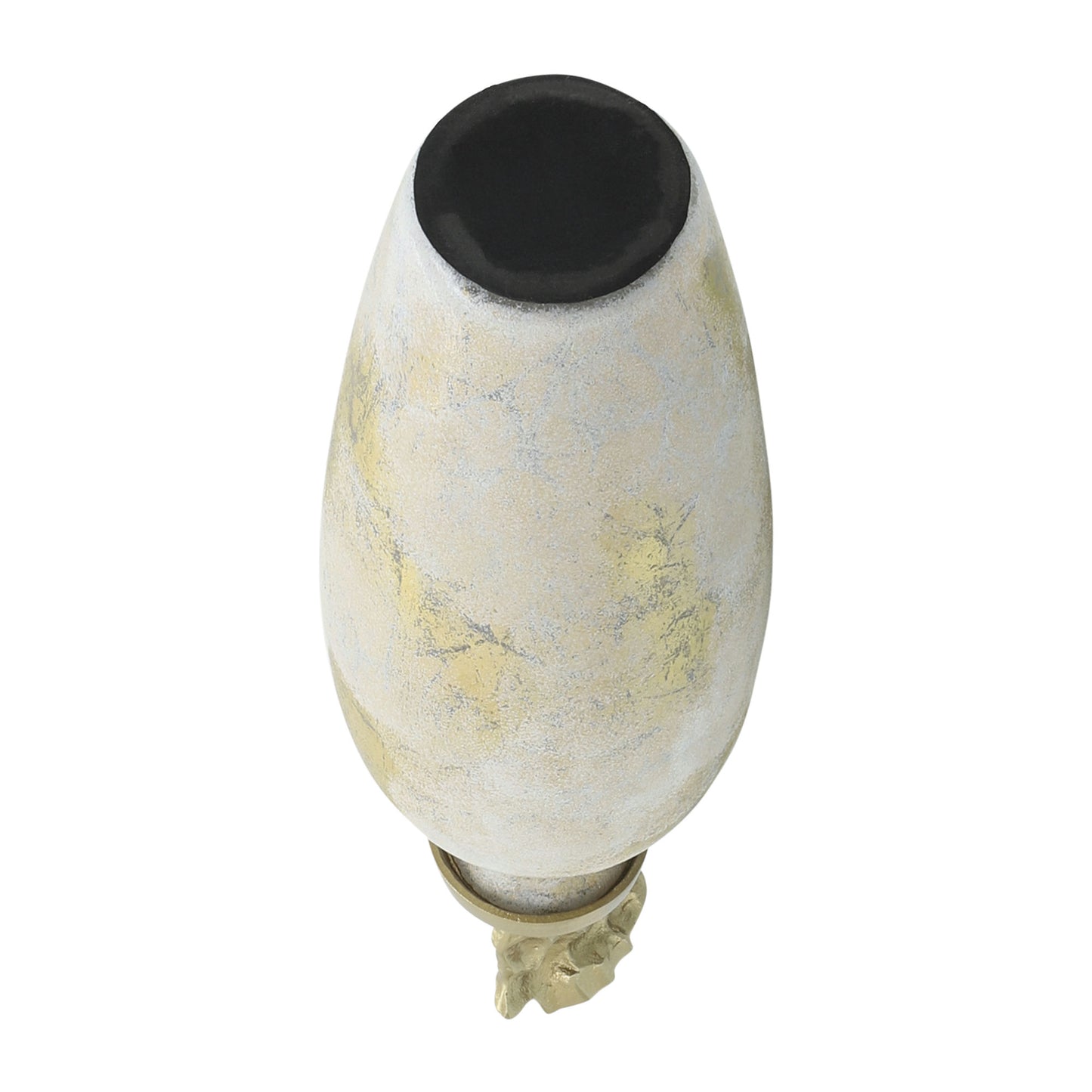 Glass, 23"h Metal Vase Tribal Topper, White/gold