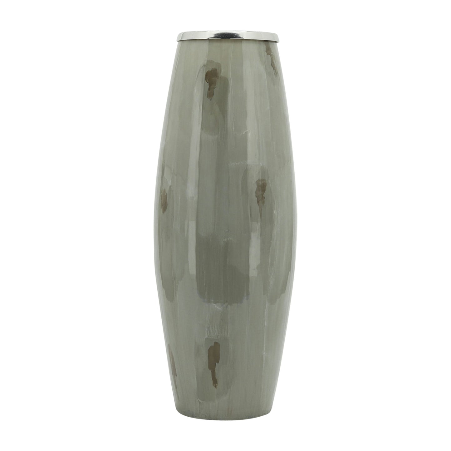 Glass, 24"h Vase W/ Metal Ring, Taupe
