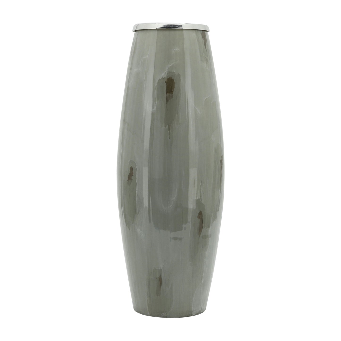 Glass, 24"h Vase W/ Metal Ring, Taupe