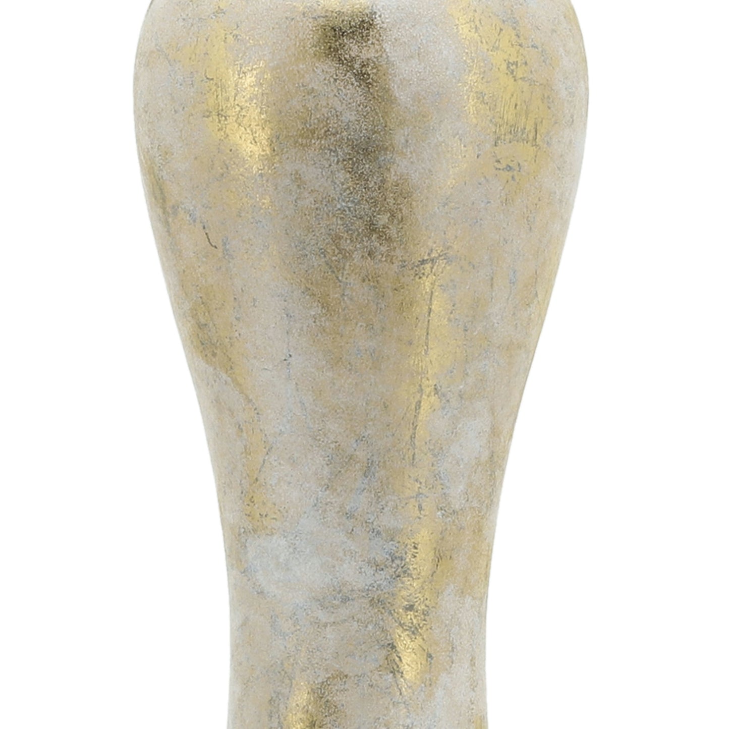 Glass, 38"h Vase W/ Aluminum Top, White/gold