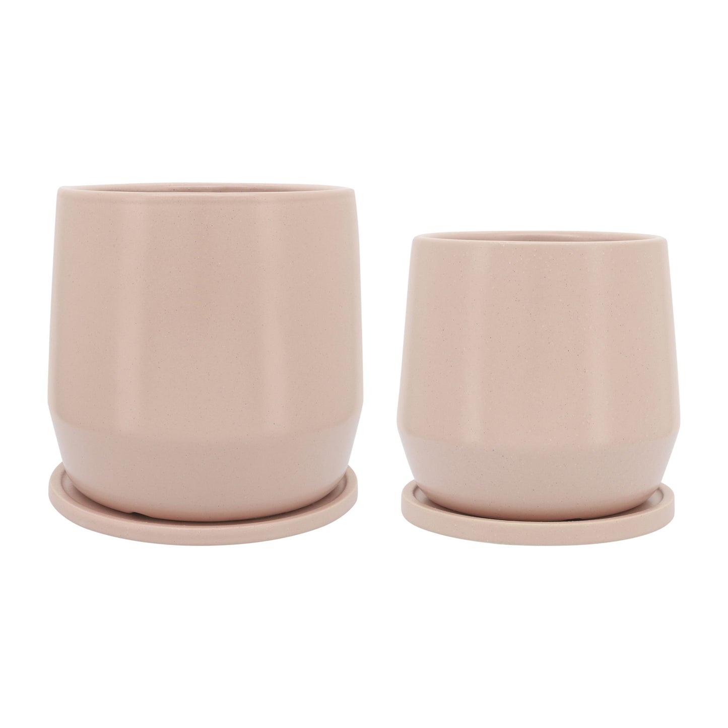 Cer, S/2 7/10"d Planters W/ Saucer, Blush