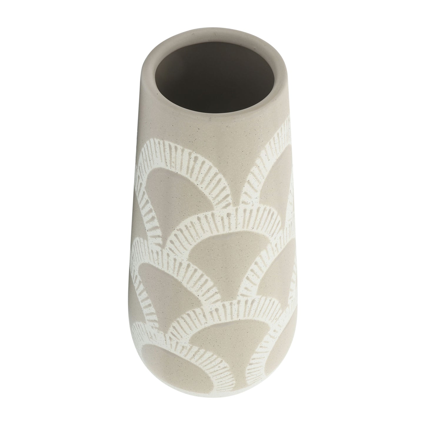Cer, 15"h Aztec Vase, Beige