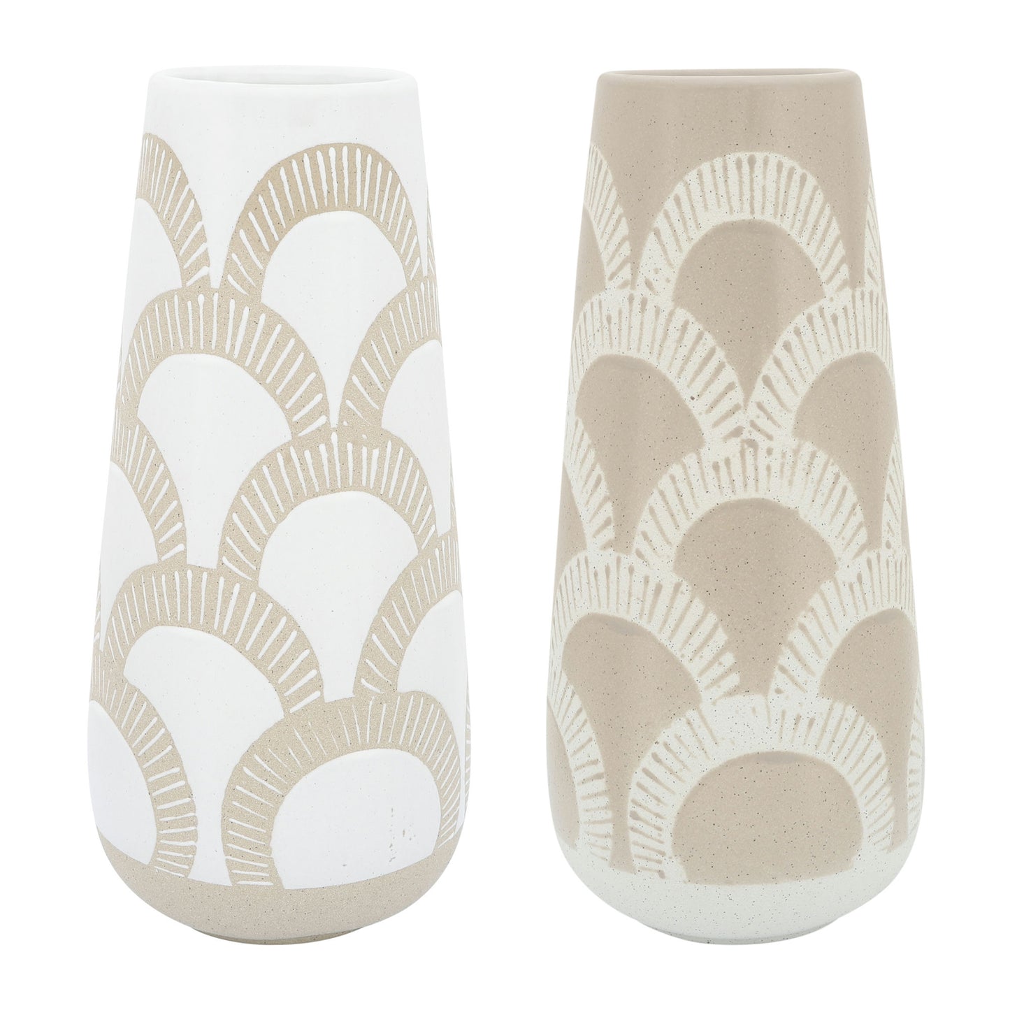 Cer, 15"h Aztec Vase, Beige