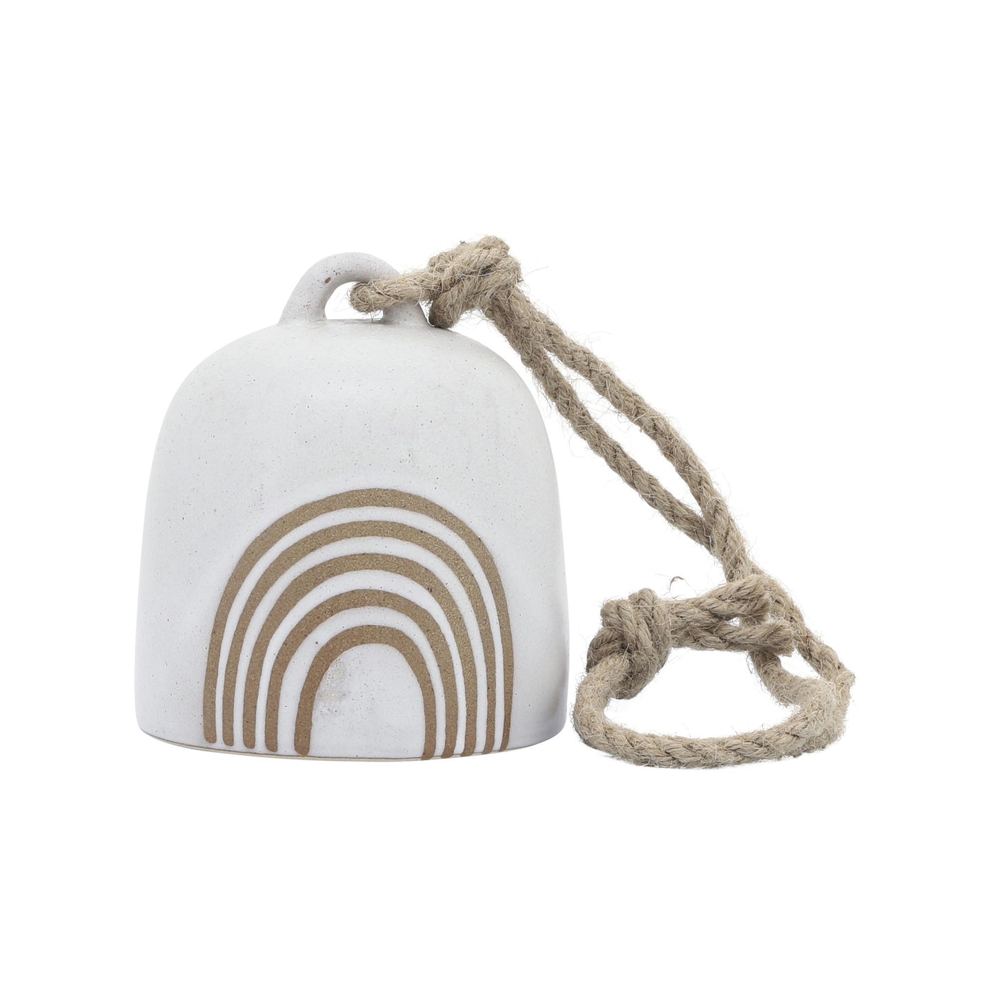 Cer, 4" Hanging Bell Rainbow, White/beige