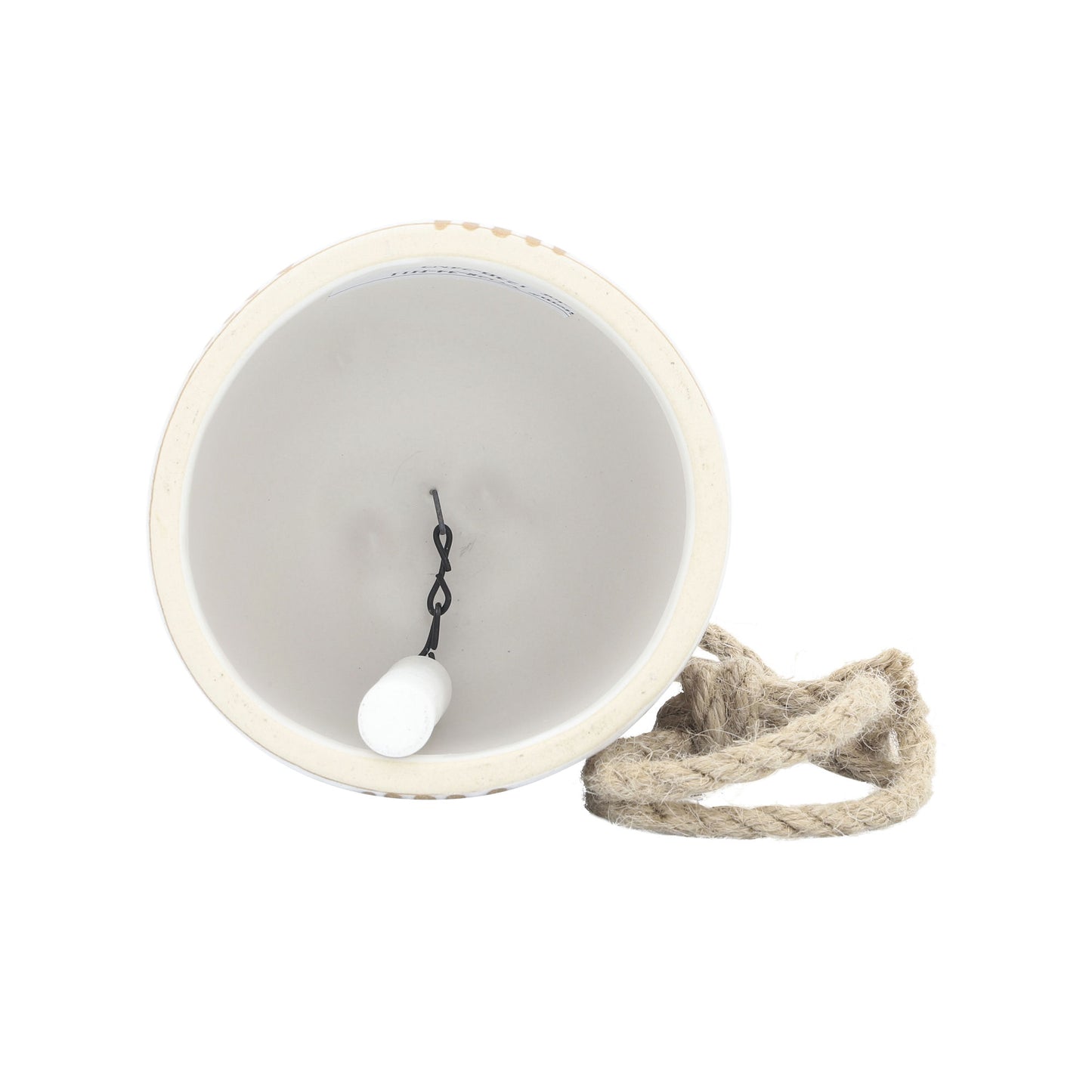 Cer, 4" Hanging Bell Rainbow, White/beige