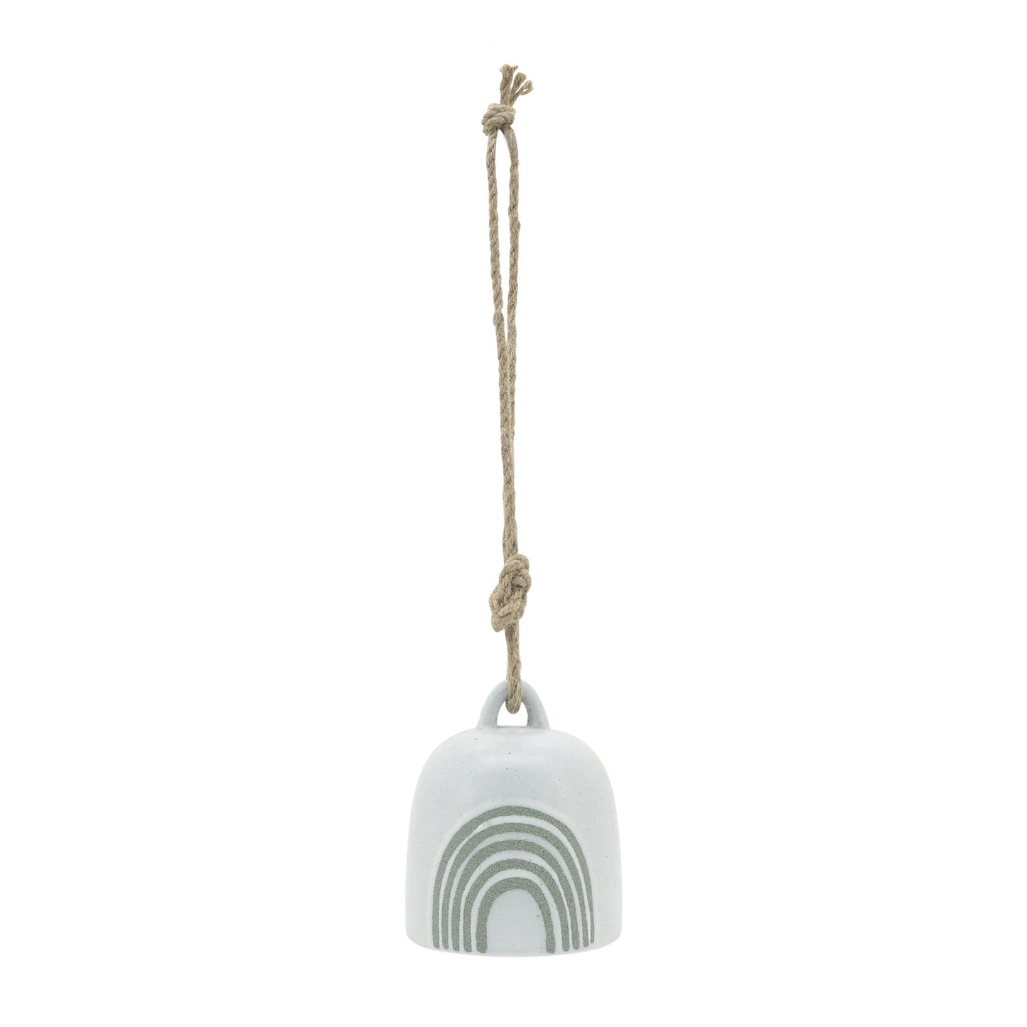 Cer, 4" Hanging Bell Rainbow, White/green