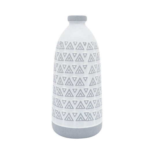 Cer, 14"h Aztec Vase, Gray