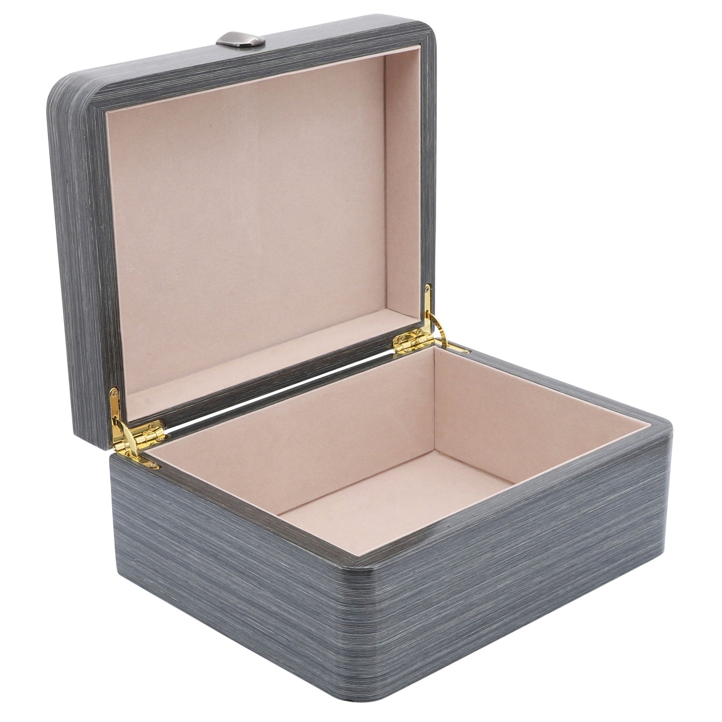 Wood, S/2 7/9" Box W/ Metal Clasp, Gray
