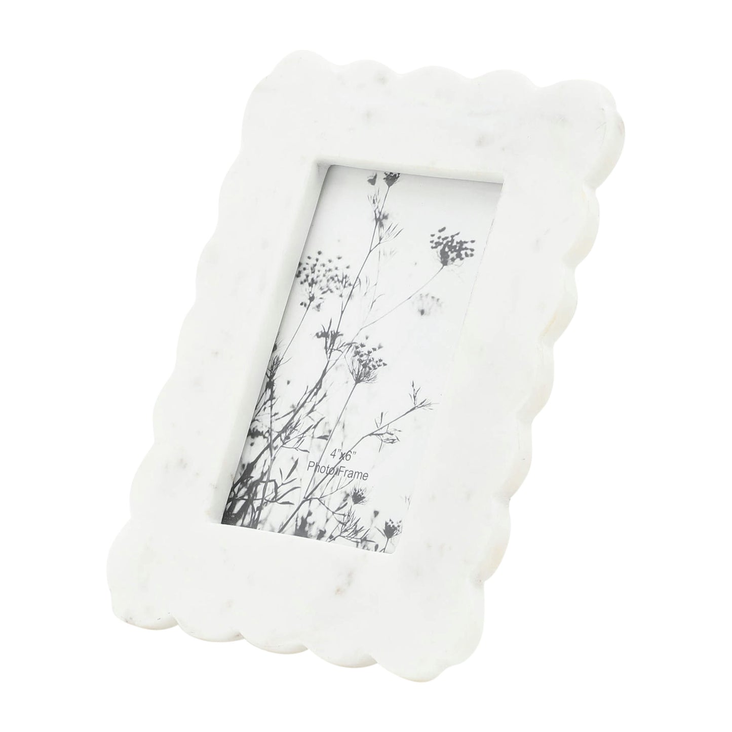 Marble, 4x6 Ribbon Crimp Photo Frame, White
